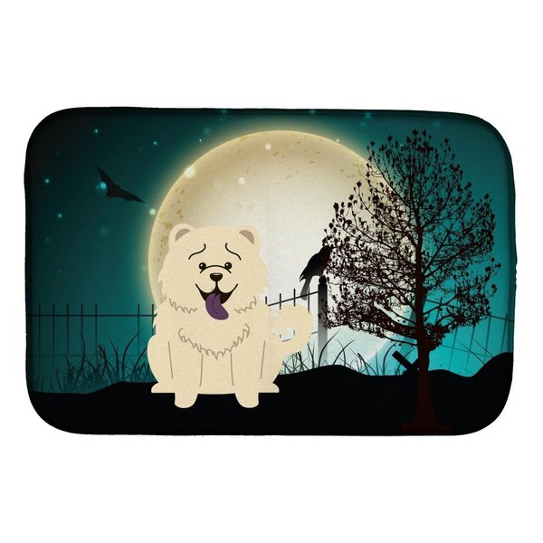 Carolines Treasures Halloween Scary Chow Chow White Dish Drying Mat BB2330DDM
